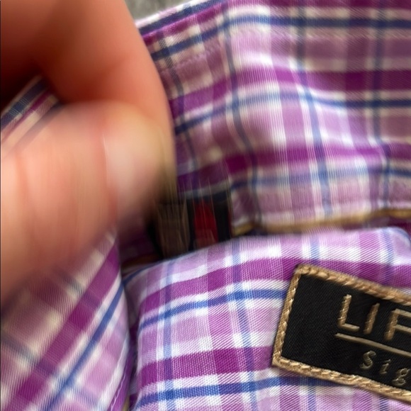 Purple Checkered Men's Shirt - Picture 8 of 12